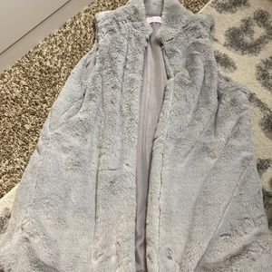 Gray Faux Fur Vest